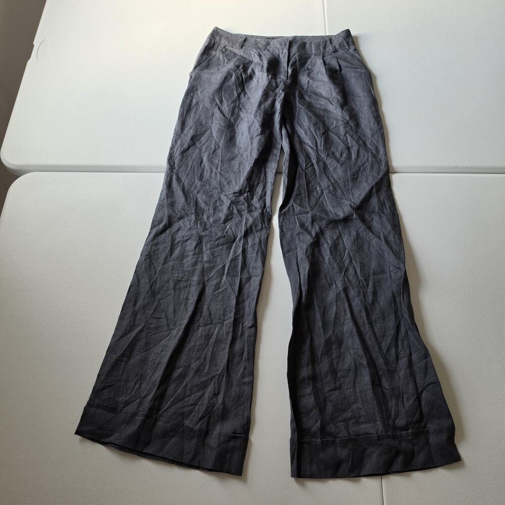 Y2K Twenty One Dress Pants Women Small Gray Linen Wide Leg Pleated Office Career